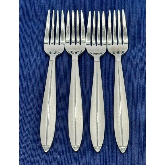 Cambridge Silver Stainless Salad Fork 7 1/8 inch Lot of 4 CBS46 Satin Handle - Picture 1 of 5